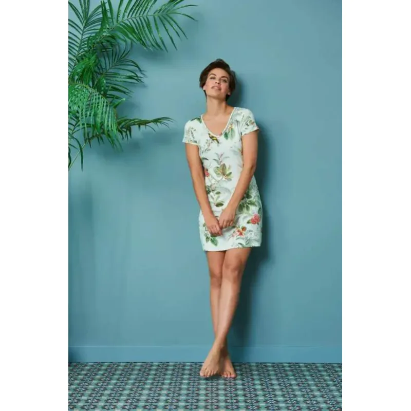 Pip Studio Djoy noční košile Floris off-white, bílá