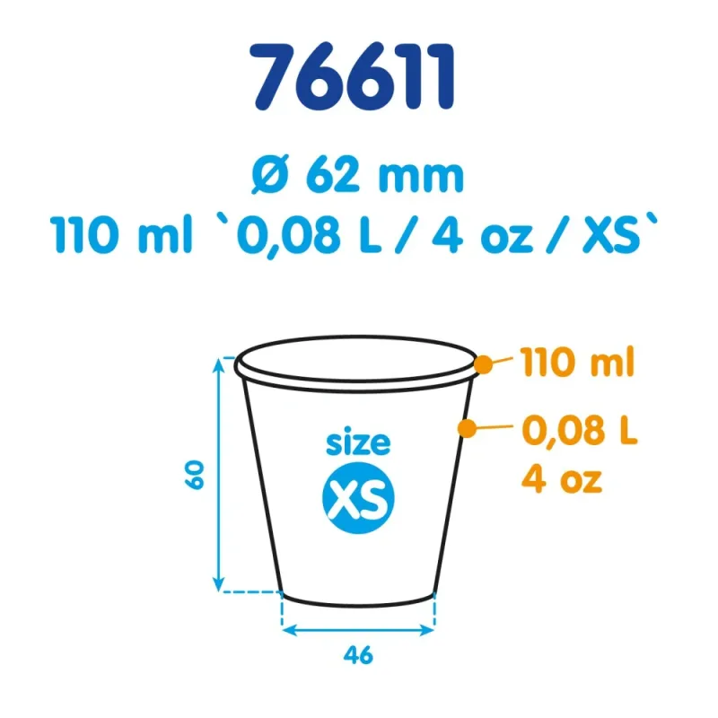 Papírový kelímek "Coffee to go" 110 ml, XS (Ø 62 mm) [50 ks] (76611) 3N