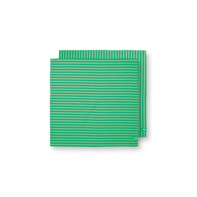 Pip Studio Stripes Green set 2ks látkových útěrek 65x65cm, zelený