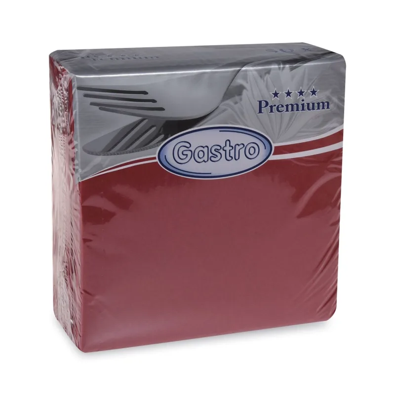 Ubrousky PREMIUM z netkané textilie bordové 40 x 40 cm [50 ks] (89108)