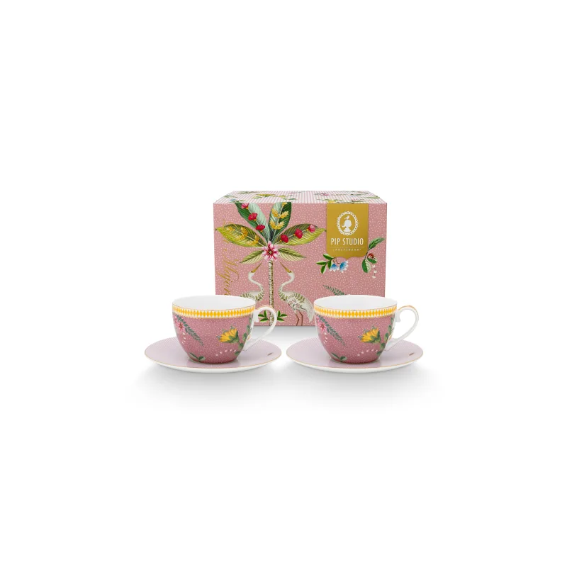 Pip Studio La Majorelle sada 2ks šálků s podšálky 270ml, růžová