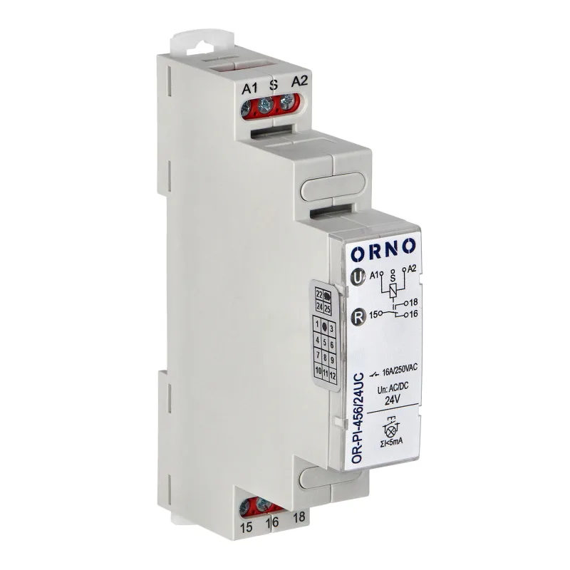ORNO Inštalačné bistabilné relé OR-PI-456/24UC 1P/1CO/1W 16A, 24 VAC / DC, 16A