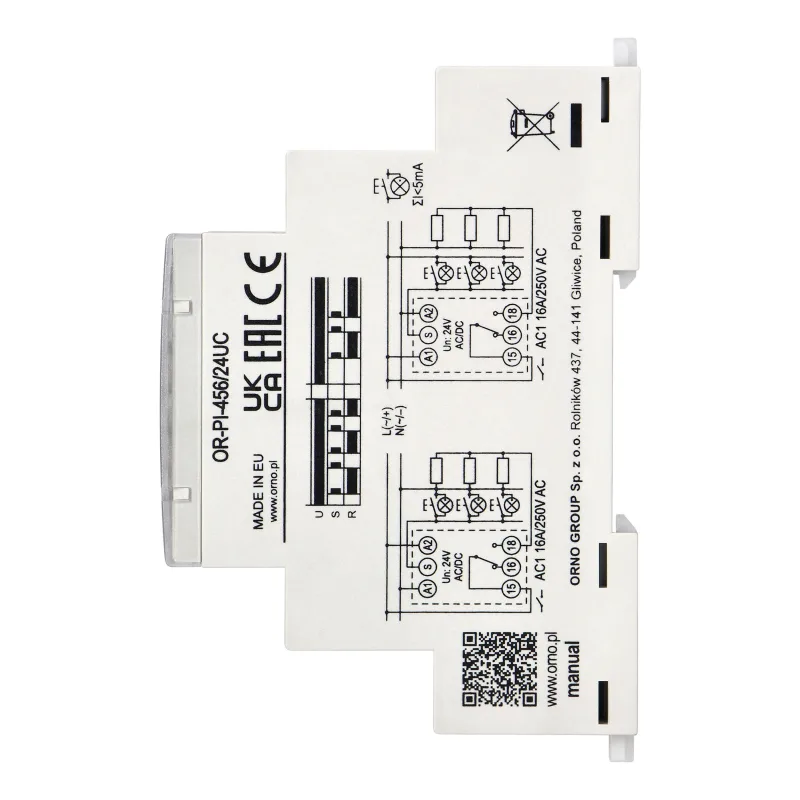 ORNO Inštalačné bistabilné relé OR-PI-456/24UC 1P/1CO/1W 16A, 24 VAC / DC, 16A
