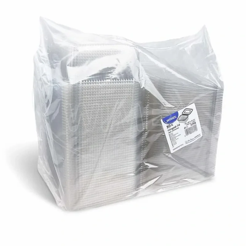 Miska hranatá průhledná s integrovaným víčkem 1500 ml (rPET) [50 ks] (77715 )
