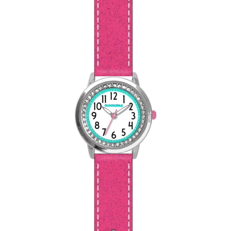 CLOCKODILE Růžové třpytivé dívčí dětské hodinky se kamínky CLOCKODILE SPARKLE CWG5120