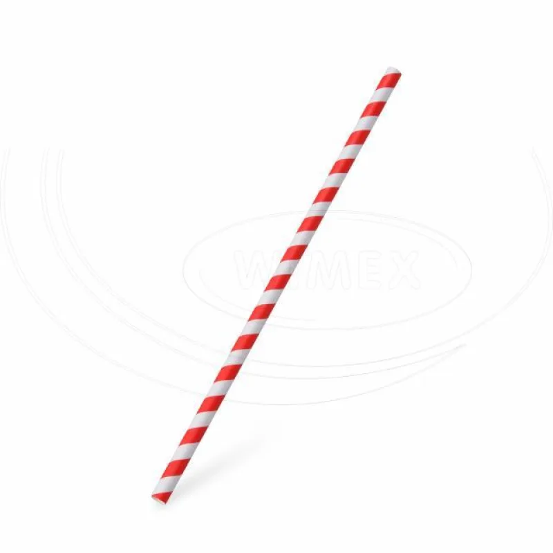 Slámky papírové JUMBO červená spirála 25 cm, Ø 8 mm [100 ks] (40701)