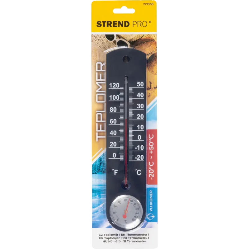 Teplomer s vlhkomerom Strend Pro TMS-055 BlackBar, plastový, čierny