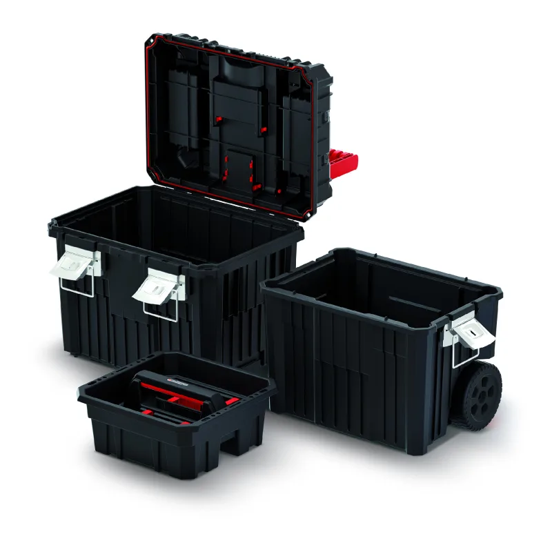 Kistenberg Kufor na náradie 3v1 transportné kolieska, zámky kov HEAVY čierny 450x360x640 KHVWM-S411