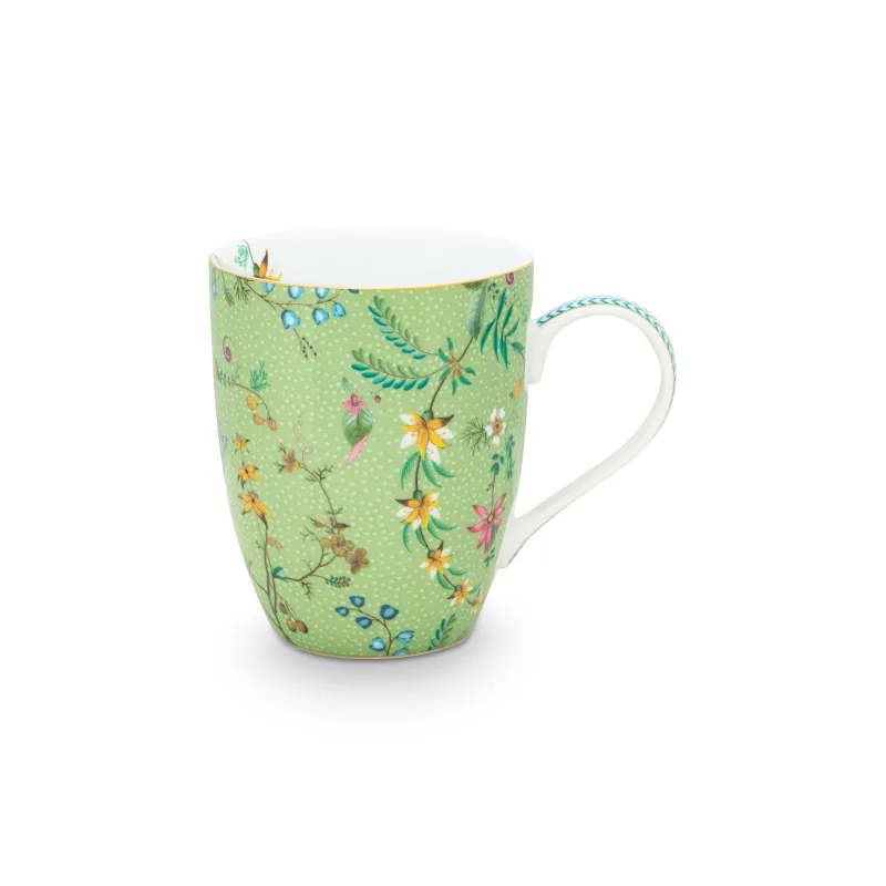 Pip Studio Jolie Gold Flower hrneček 350ml, zelený