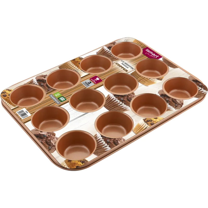 LT3092 Forma na 12 muffinů Lamart Copper, 1 ks - E11B