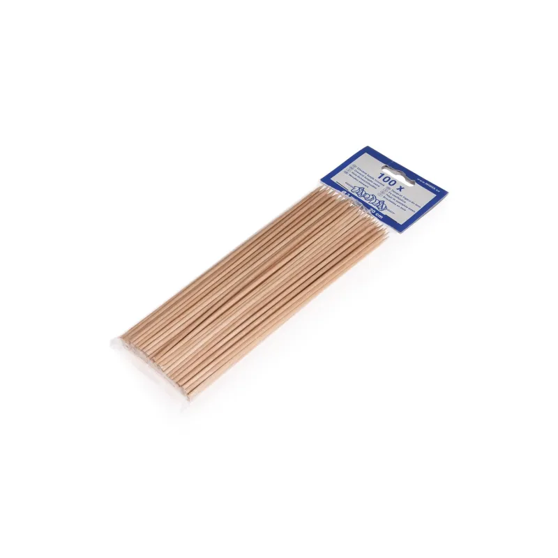 Dřevěné špejle hrocené 20 cm, Ø 3 mm [100 ks] (66751 - 6A)