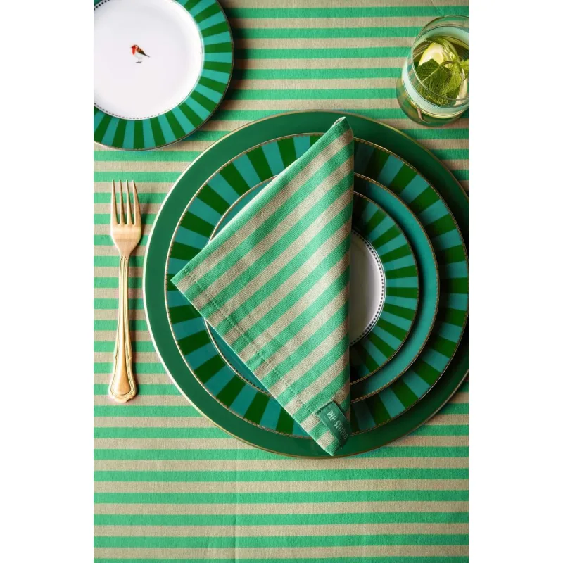 Pip Studio Stripes Green set 4ks látkových ubrousků 40x40cm, zelený