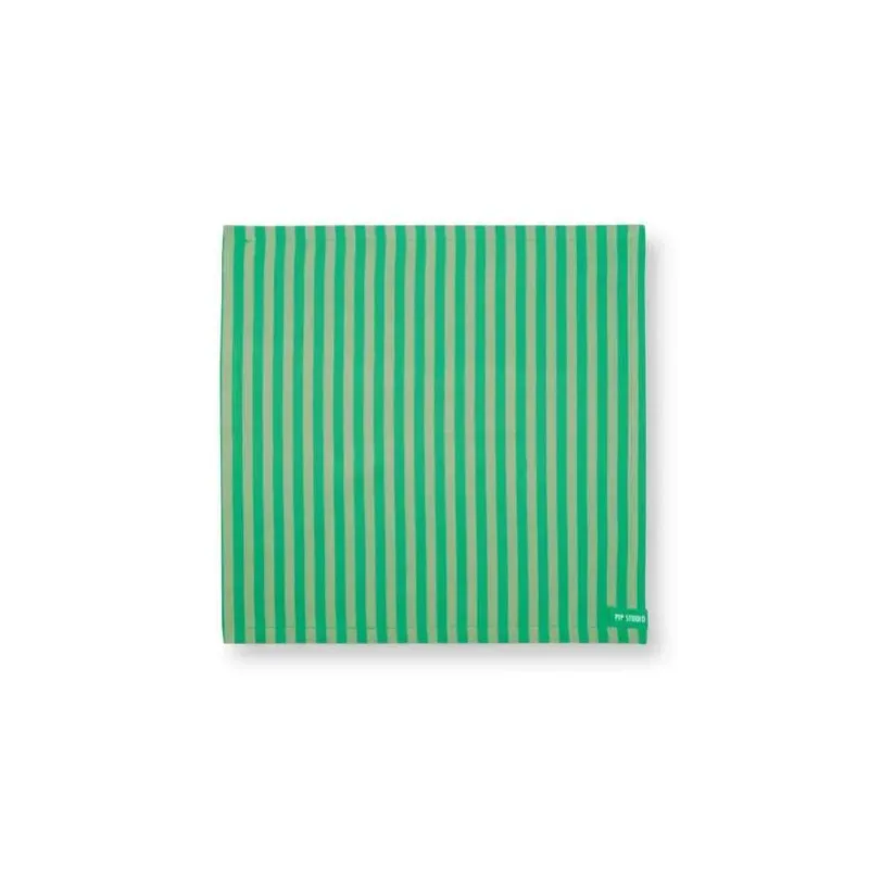 Pip Studio Stripes Green set 4ks látkových ubrousků 40x40cm, zelený