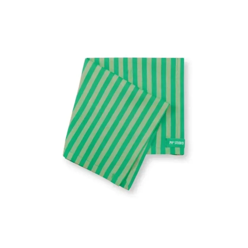 Pip Studio Stripes Green set 4ks látkových ubrousků 40x40cm, zelený