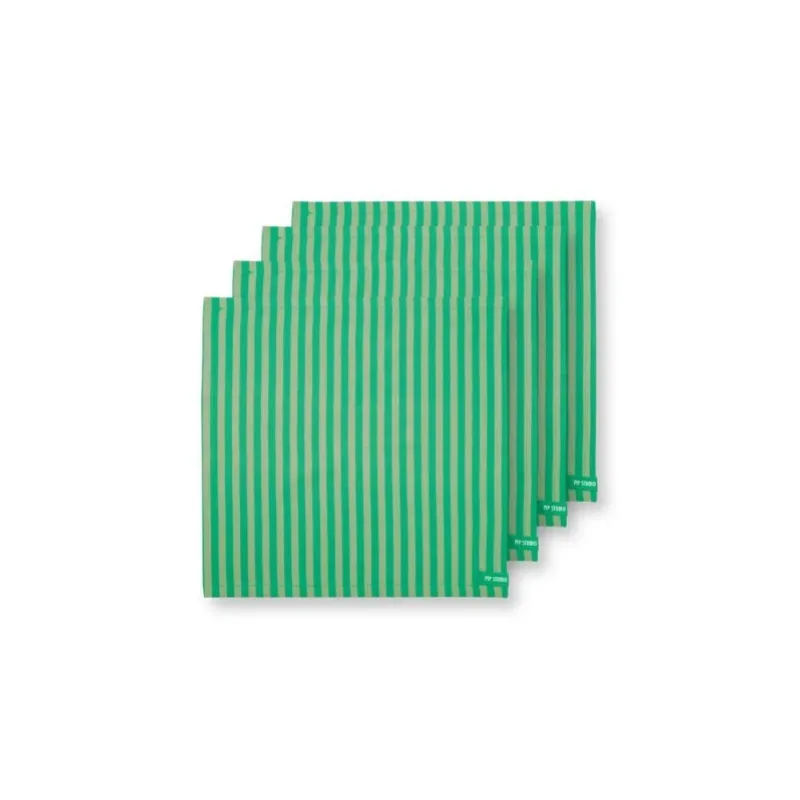 Pip Studio Stripes Green set 4ks látkových ubrousků 40x40cm, zelený