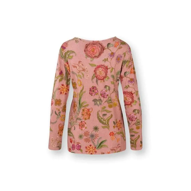 Pip Studio tričko Trice s dlouhým rukávem Coco Flower Coral