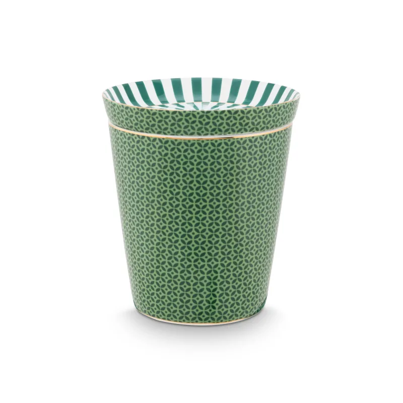 Pip Studio Royal Tiles hrnek bez ucha s odkládacím táckem 270ml, zelený