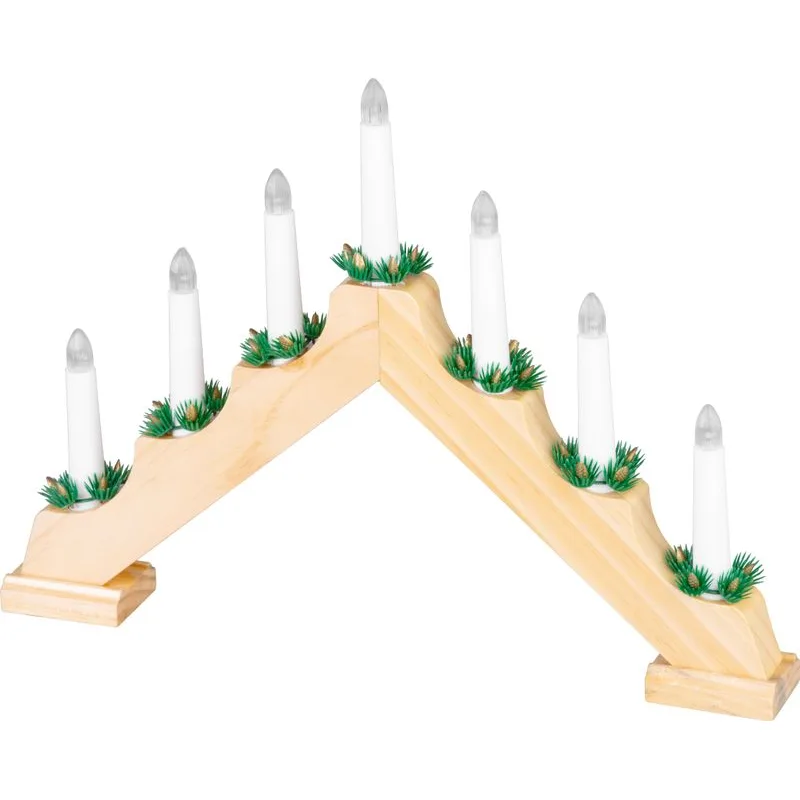 Svietnik 7× LED, teplá biela, imitácia dreva, 39×29 cm, interiér