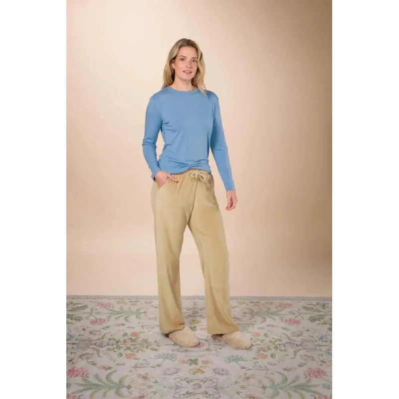 Pip Studio Britta dlouhé kalhoty Velvet Solid Sand