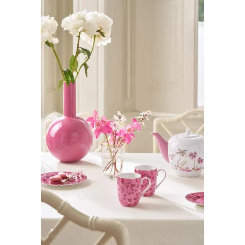 Pip Studio Jolie Flowers sada 2 ks hrnečků 180ml, růžová