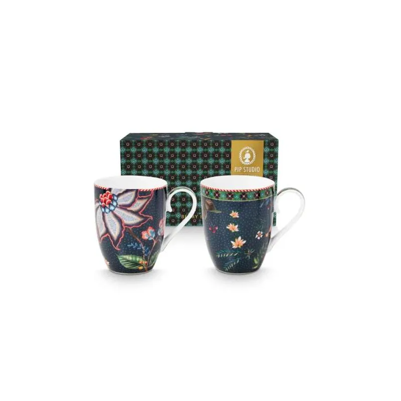 Pip Studio Berry Blues sada 2ks hrnků 350ml, modrá