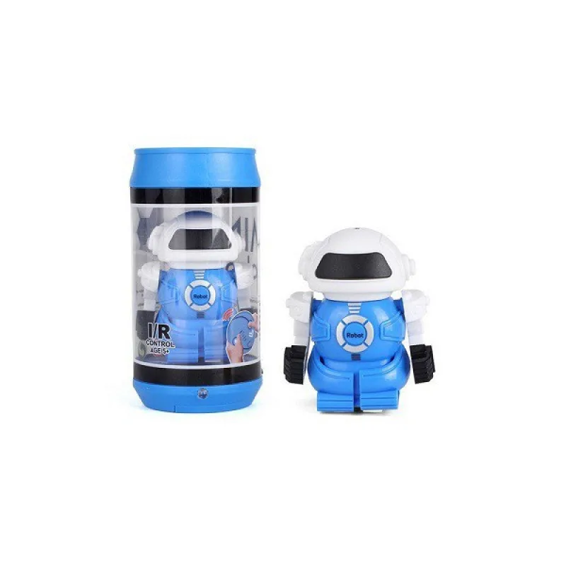 MINI ROBOT v cestovní plechovce, IR ovládání, modrý