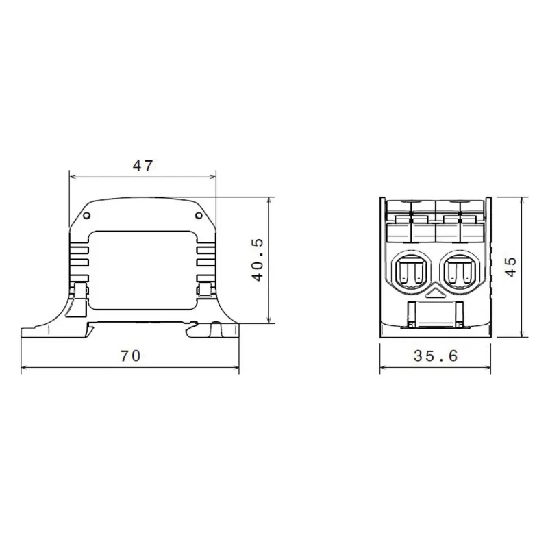 Univerzálna svorka SIMBLOCK STB 50-2 čierna Al/Cu 2x50mm2 jednopólová, 4 otvory