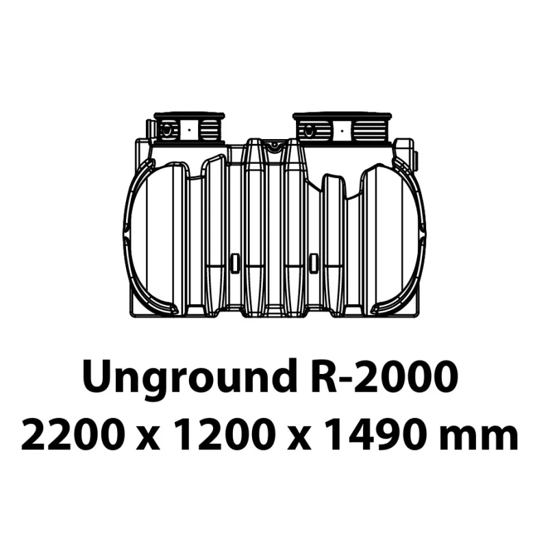 Prosperplast s.r.o. Podzemná plastová nádrž Unground Tank R-2000 (2000 litrov) monolit na dažďovú vodu čierna