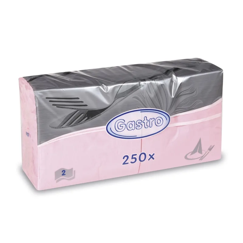 Ubrousky 2-vrstvé 33 x 33 cm růžové [250 ks] (86902 -P3,4N )