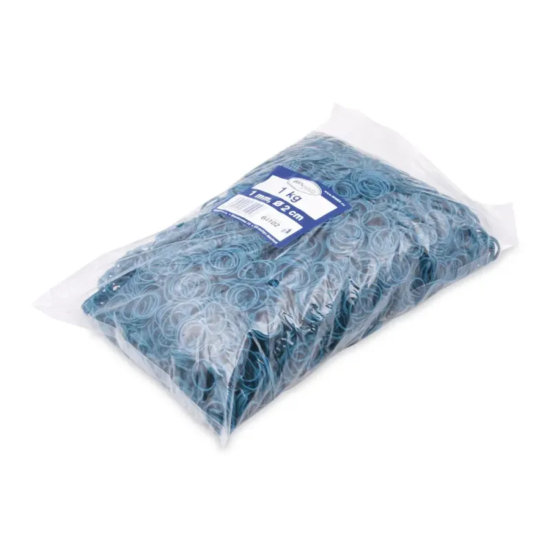 Gumičky modré slabé (1 mm, Ø 2 cm) [1 kg] (64102)