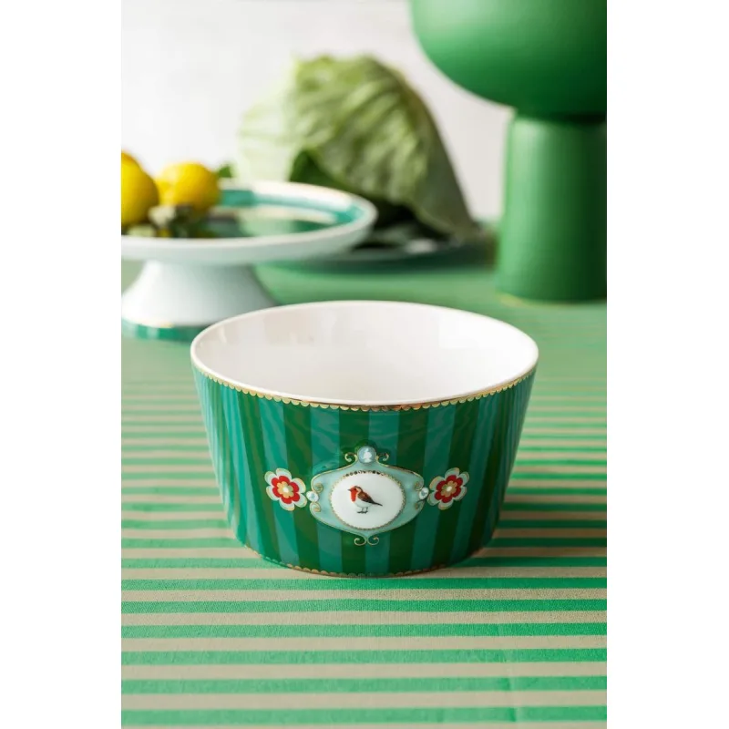 Pip Studio Love Birds Stripes miska Ø 15cm, zelená