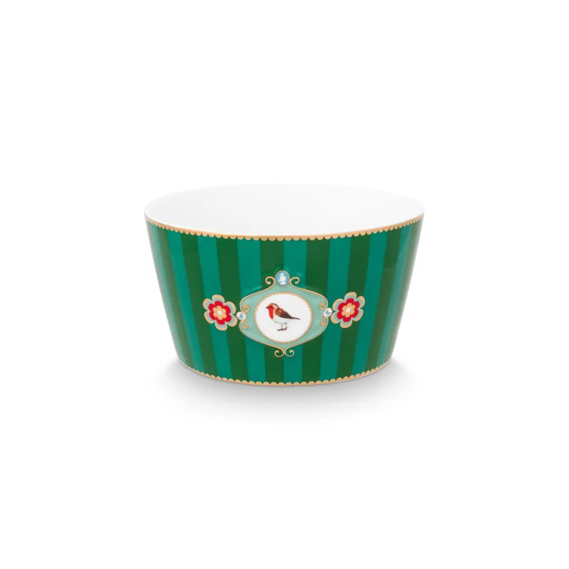 Pip Studio Love Birds Stripes miska Ø 15cm, zelená