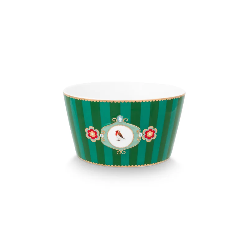 Pip Studio Love Birds Stripes miska Ø 15cm, zelená