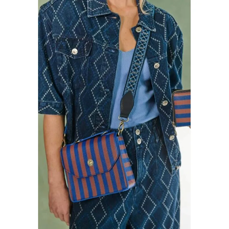 Pip Studio Frances Stripe Cross Body kabelka, modrá