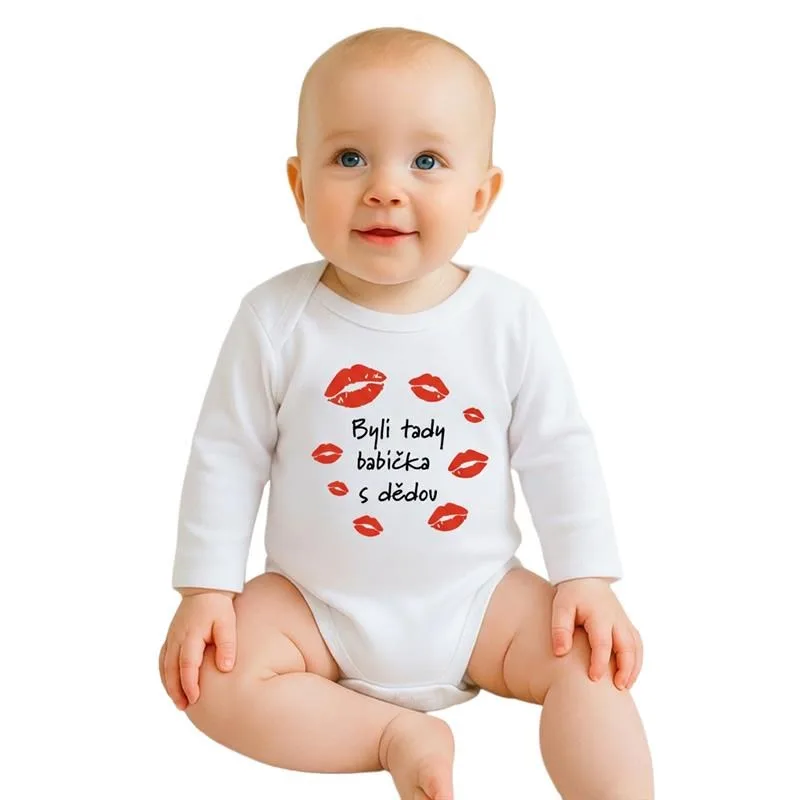 Detské body s potlačou New Baby Byli tady babička s dědou