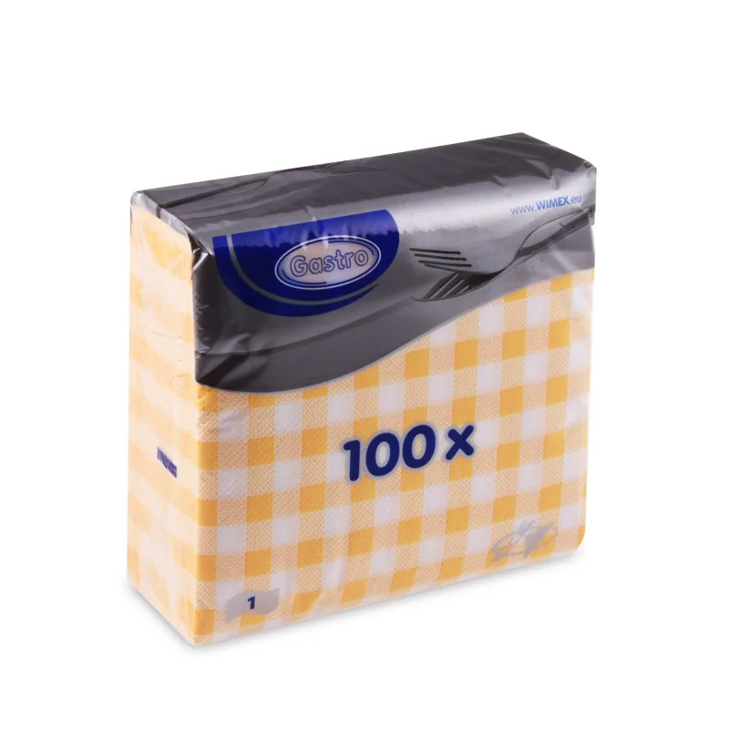 Ubrousky 1-vrstvé 33 x 33 cm KARO žluté [100 ks] (70555 - E12A)