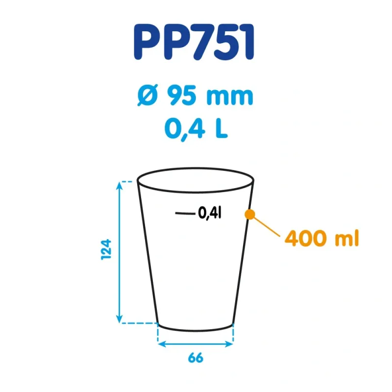 Kelímek vratný 0,4 l Reware Cheers, kouřový (PP) průměr 95mm [25 ks] (PP751)