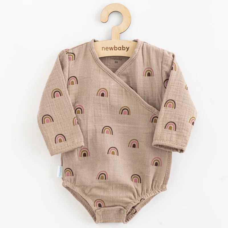 Dojčenské mušelínové body s bočným zaviazovaním New Baby Rainbow
