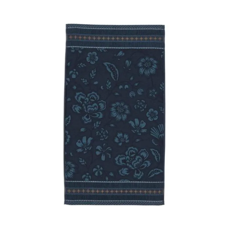 Pip Studio Jasmine Jacquard bavlněný froté ručník tmavě modrý 55x100 cm