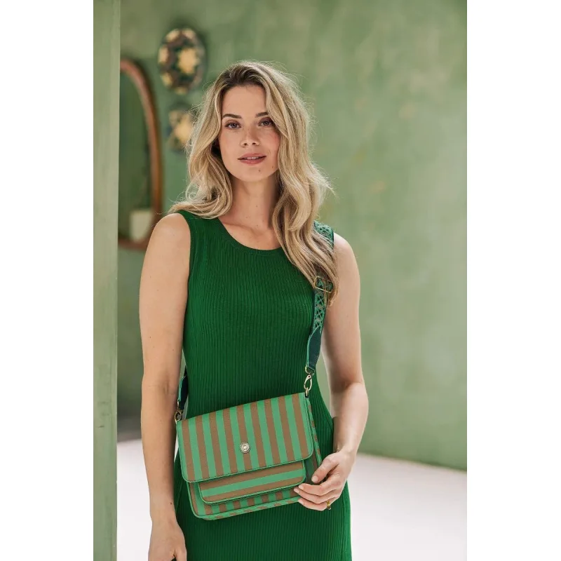 Pip Studio Fenna Stripe Cross Body kabelka, zelená
