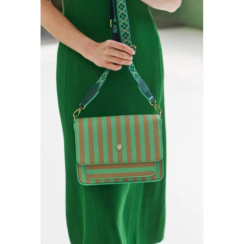 Pip Studio Fenna Stripe Cross Body kabelka, zelená