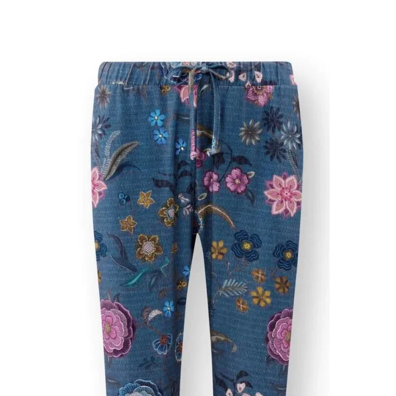Pip Studio Bobien dlouhé kalhoty Coco Flower, modré
