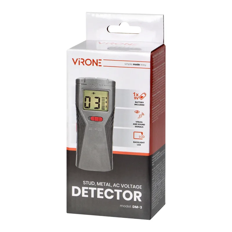 Detektor DM-3 VIRONE 3V1 drevo, kov a káble pod napätím