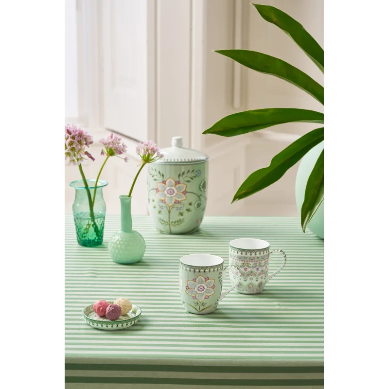Pip Studio Lily & Lotus sada 2 hrnků 180ml, zelená