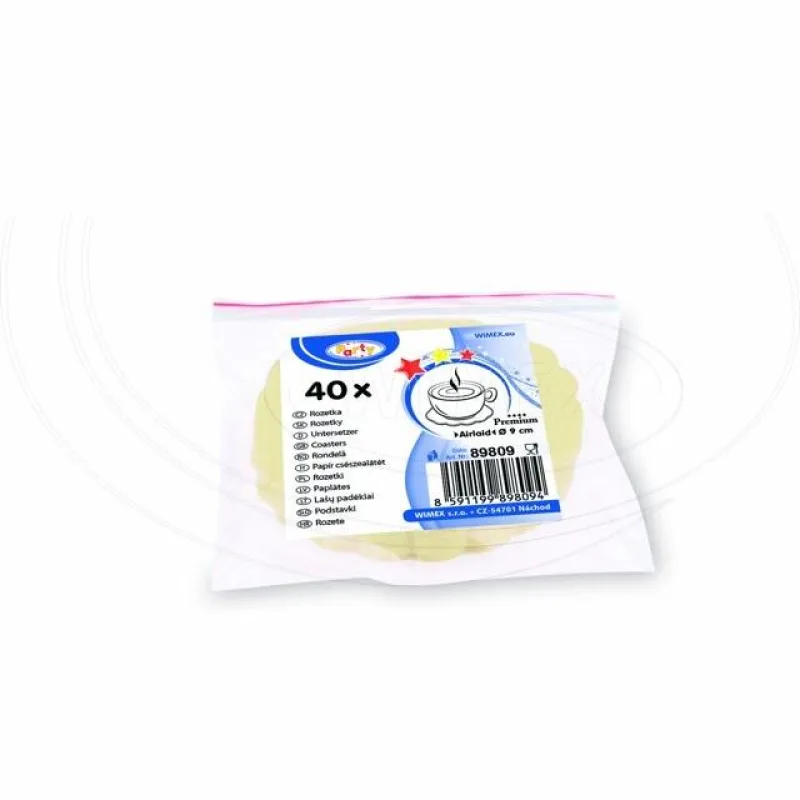Rozetky do podšálku PREMIUM Ø 9 cm béžové [40 ks] (89809)