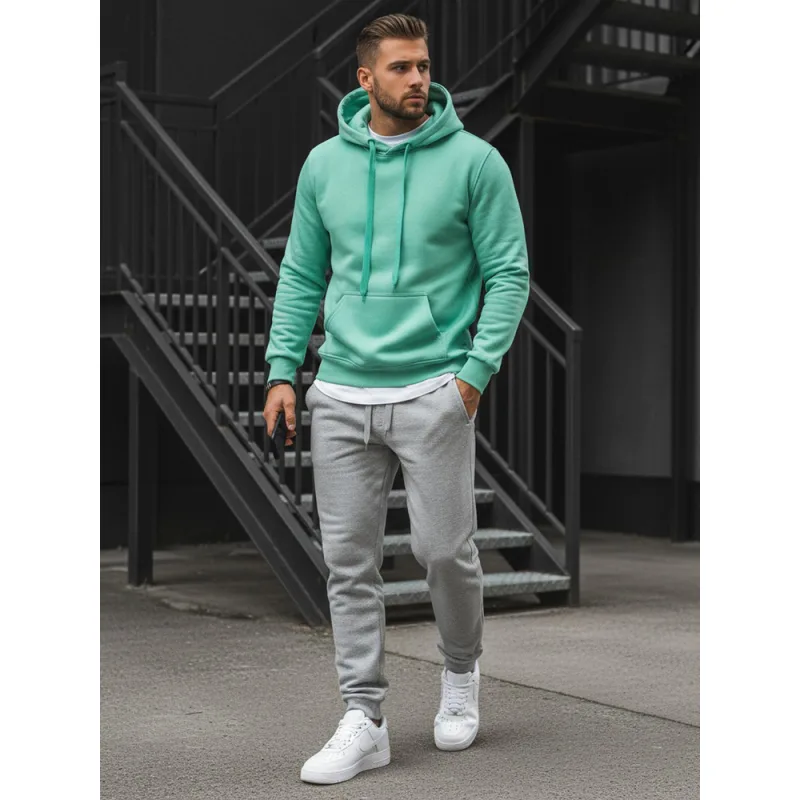 Pánska mikina s kapucňou mätová Dstreet BX4946 M