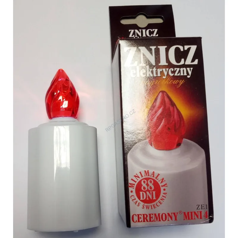 LED hřbitovní svíčka červená s bateriemi, 10,5 x 4,8 cm [1 ks] (B0026) - CH6C