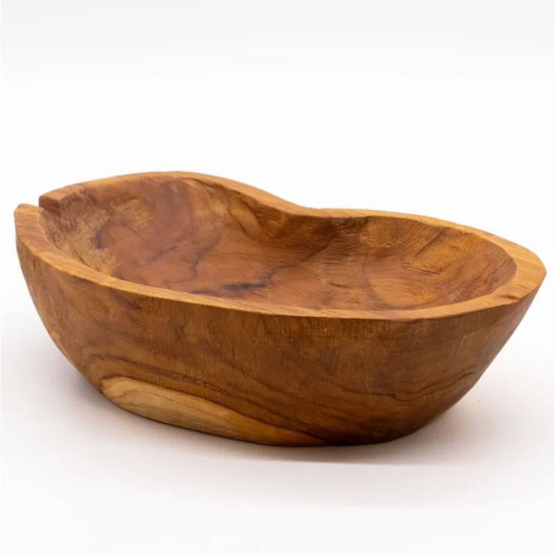 Miska na Ovocie z Teakového Dreva v Prírodnom Tvare - 31x22x8cm