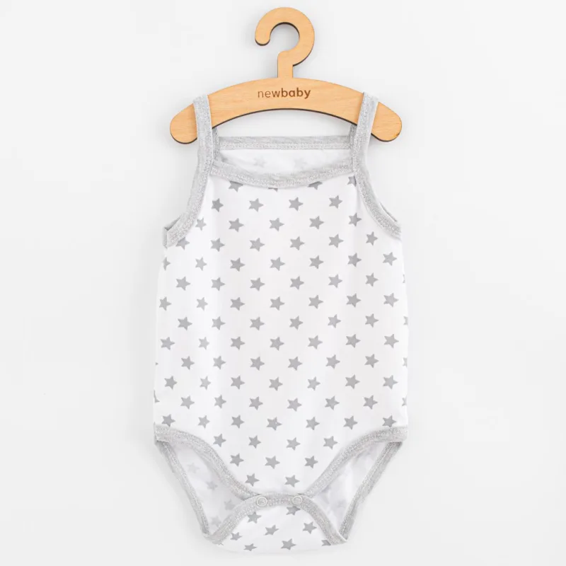 Dojčenské body bez rukávov New Baby Classic II hviezdičky šedé dievča