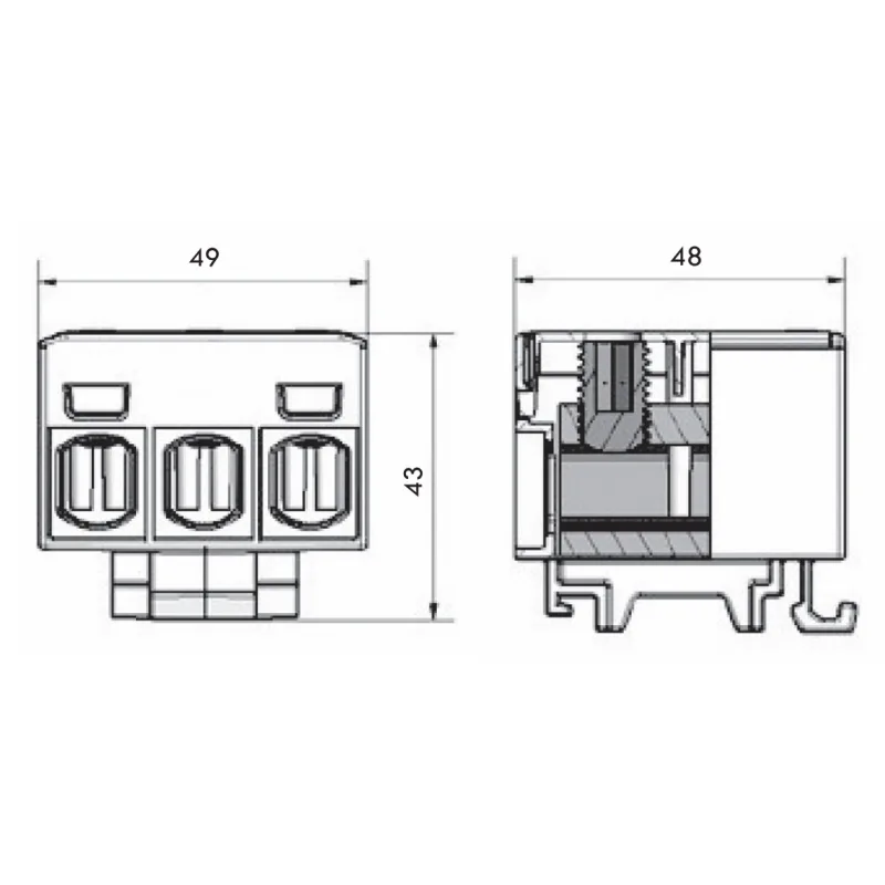 ELEMAN Svorka univerzálna trojitá UK 50/3x1 A, 160A, 3x50mm2 3pól, AL/CU, krytá, sivá, na DIN
